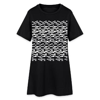 Glitch Grid Monochromes Muster - Frauen T-Shirt-Kleid - Schwarz - Vorne
