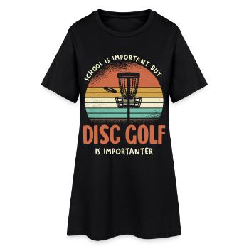 Retro Disc Golf Is Important - Frauen T-Shirt-Kleid - Schwarz - Vorne