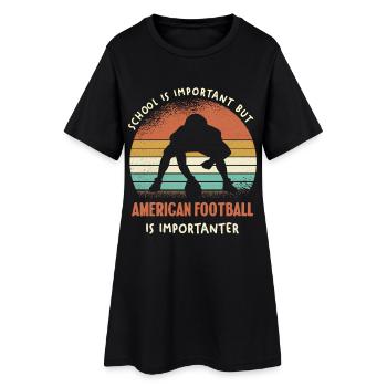 Retro Football Kontrast - Frauen T-Shirt-Kleid - Schwarz - Vorne