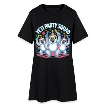 Yeti Party Squad – Chemise de fête d’hiver drôle - Robe T-shirt Femme - noir - Devant
