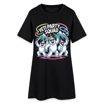 Yeti Party Squad – Chemise de fête d’hiver drôle - Robe T-shirt Femme - noir - Devant