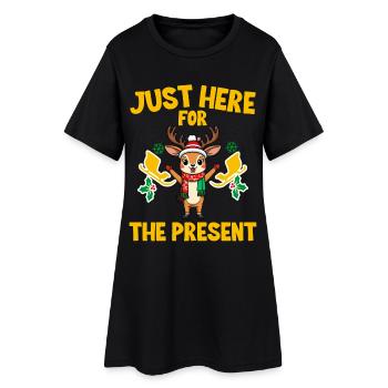 Santa Claus and Reindeer Design for XMAS Fans - Women’s T-Shirt Dress - black - Front