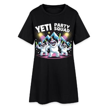 Yeti Party Squad – Chemise de fête d’hiver drôle - Robe T-shirt Femme - noir - Devant
