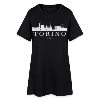 Turin Skyline, Turin Italie - Robe T-shirt Femme - noir - Devant