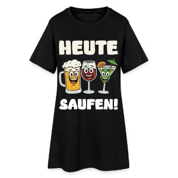 Saufshirt - Frauen T-Shirt-Kleid - Schwarz - Vorne