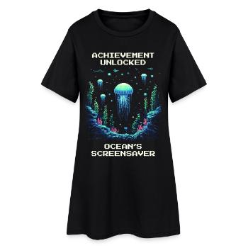 Réalisation : Économiseur d’écran océanique - Robe T-shirt Femme - noir - Devant
