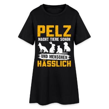 Animal welfare FUR IS WORN BY BEAUTIFUL ANIMALS - Women’s T-Shirt Dress - black - Front