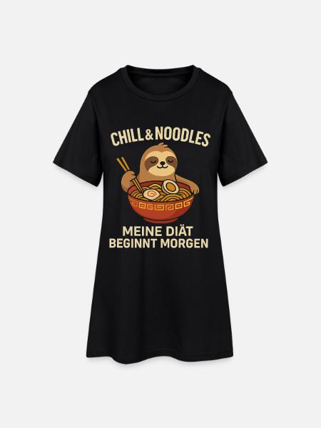Nouilles froides Mon régime matin - Robe T-shirt Femme - noir