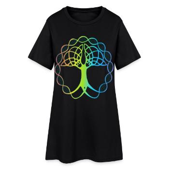 Seltsamer mehrfarbiger Baum - Frauen T-Shirt-Kleid - Schwarz - Vorne