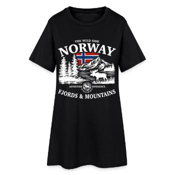 The wild side - Norwegen Urlaub Natur Geschenk - Frauen T-Shirt-Kleid - Schwarz - Vorne