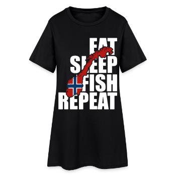 Norvège Pêche Manger, Dormir, Pêcher, Répéter - Pêcheur - Robe T-shirt Femme - noir - Devant