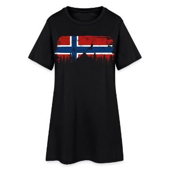 Norwegen Flagge - Urlaub Natur Geschenk - Frauen T-Shirt-Kleid - Schwarz - Vorne