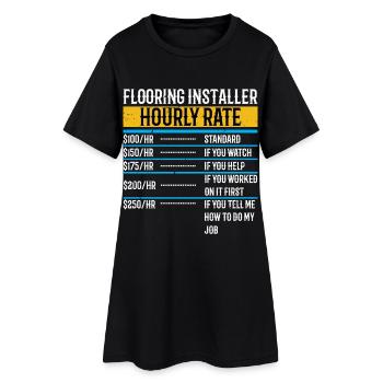 Installateur de revêtement de sol Taux horaire Funny Floor Install - Robe T-shirt Femme - noir - Devant