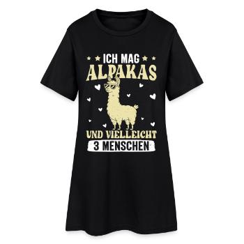 Alpaka Fan MAG ALPAKAS UND VIELLEICHT 3 MENSCHEN - Frauen T-Shirt-Kleid - Schwarz - Vorne