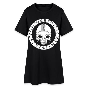 Crâne blanc et runes vikings - Robe T-shirt Femme - noir - Devant
