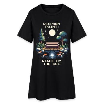 Respawn Point: At Koi Pond | Tranquility, Zen - Women’s T-Shirt Dress - black - Front