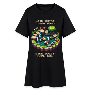Quête principale : Nettoyage de l’étang | Étang de jardin de carpes koï - Robe T-shirt Femme - noir - Devant