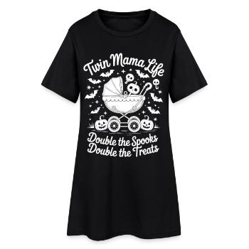 Twin Mama Life Double The Spooks Gâteries Halloween - Robe T-shirt Femme - noir - Devant