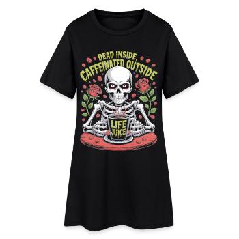 Dead Inside Caffeinated Outside Skeleton Coffee - Women’s T-Shirt Dress - black - Front