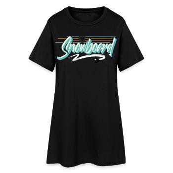 Snowboard - Frauen T-Shirt-Kleid - Schwarz - Vorne