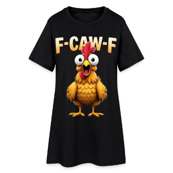 F-CAW-F Drôle de poulet dessin animé Humour Mème - Robe T-shirt Femme - noir - Devant