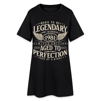 Legendär_seit_1981_Jahrgang_Geburtstag_Geschenk - Frauen T-Shirt-Kleid - Schwarz - Vorne