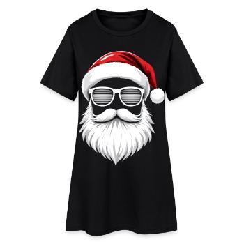 Père Noël avec lunettes de soleil Style Père Noël - Robe T-shirt Femme - noir - Devant