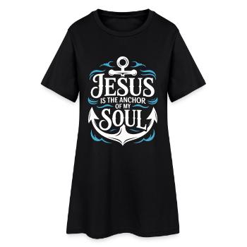 Jesus ist der Anker meiner Seele - Frauen T-Shirt-Kleid - Schwarz - Vorne