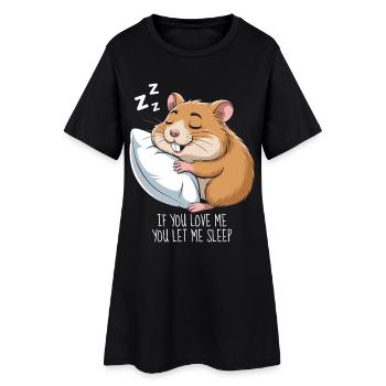 Hamster Schlafen - Frauen T-Shirt-Kleid - Schwarz - Vorne