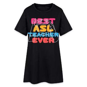 Interprète en langue des signes ASL Meilleur professeur d’ASL - Robe T-shirt Femme - noir - Devant