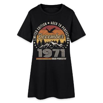 Décembre 1971 Édition Originale Cadeau décembre  - Robe T-shirt Femme - noir - Devant