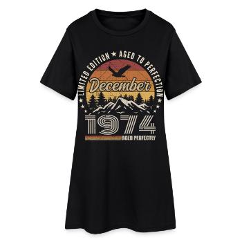 Décembre 1974 Édition Originale Cadeau décembre  - Robe T-shirt Femme - noir - Devant