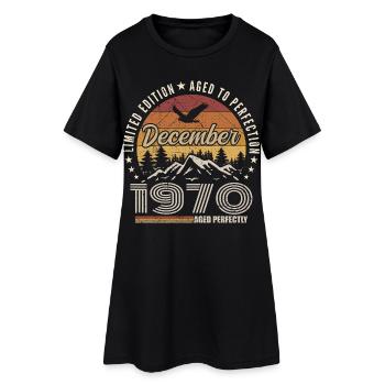 Décembre 1970 Édition Originale Cadeau décembre  - Robe T-shirt Femme - noir - Devant