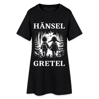 Hänsel & Gretel – Lustiges Comic Design - Frauen T-Shirt-Kleid - Schwarz - Vorne