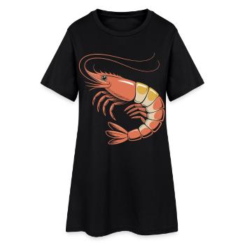 Retro Garnelen-Illustration in Orange - Frauen T-Shirt-Kleid - Schwarz - Vorne