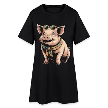 Lunettes de soleil Cochon avec Bandana - Robe T-shirt Femme - noir - Devant