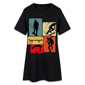 Skateboard Patinage Skateboard Skateur - Robe T-shirt Femme - noir - Devant