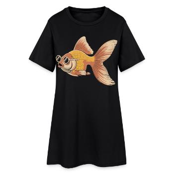 Poisson rouge avec des lunettes dessin animé - Robe T-shirt Femme - noir - Devant