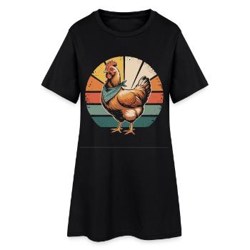Poulet rétro avec bandana - Robe T-shirt Femme - noir - Devant