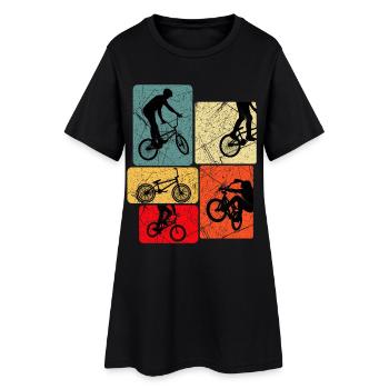 Bmx Rider Vintage Retro Hobby Sport Bicycle - Women’s T-Shirt Dress - black - Front