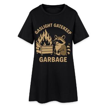 Gaslight Gatekeep Ordures, Raton laveur, Mème, Humour - Robe T-shirt Femme - noir - Devant