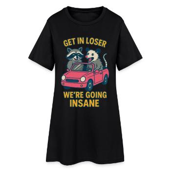Get In Loser We’re Going Insane Raccoon Possum - Robe T-shirt Femme - noir - Devant