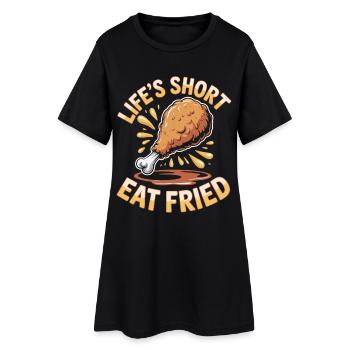 Lifeshort Chicken Lover Fried Food - Women’s T-Shirt Dress - black - Front