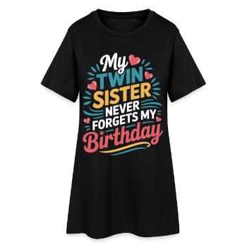 Jumeaux Jumelle Soeur Anniversaire - Robe T-shirt Femme - noir - Devant