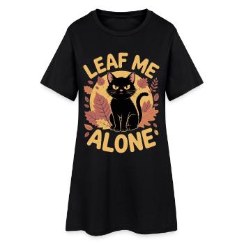Katze Herbst Lustig Lass Mich Alleine - Frauen T-Shirt-Kleid - Schwarz - Vorne