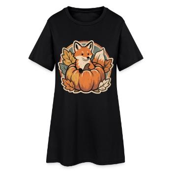 Mignon renard d’Halloween en citrouille avec chapeau de sorcière - Robe T-shirt Femme - noir - Devant