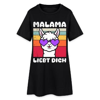 Soon to be mom MALAMA LOVES YOU Funny - Women’s T-Shirt Dress - black - Front
