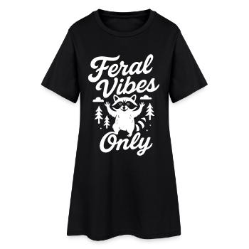 Feral Vibes Only Raccoon Humour Citation Tee - Robe T-shirt Femme - noir - Devant