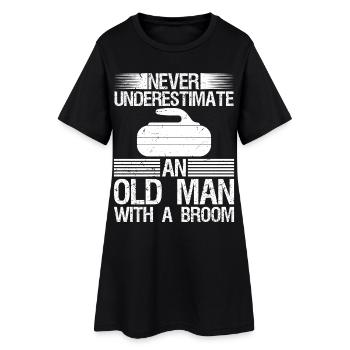 Ne sous-estimez jamais un vieil homme avec un balai - Robe T-shirt Femme - noir - Devant