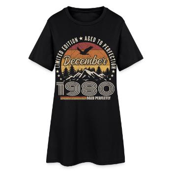 Décembre 1980 Édition Originale Cadeau décembre  - Robe T-shirt Femme - noir - Devant